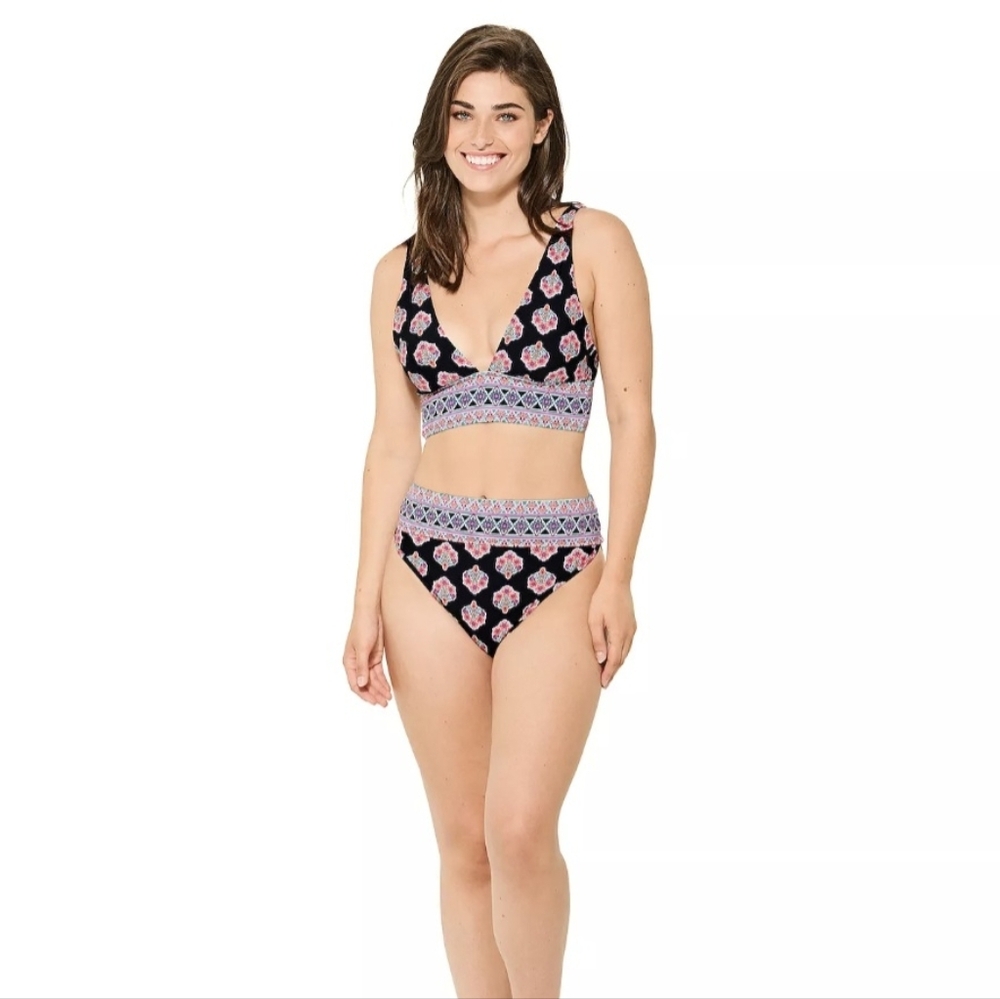 Floral Bikini Set with Blue Accents